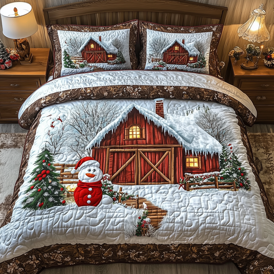 Peaceful Winter Farmhouse 3-Piece Quilted Bedding Set GFTOTL1393