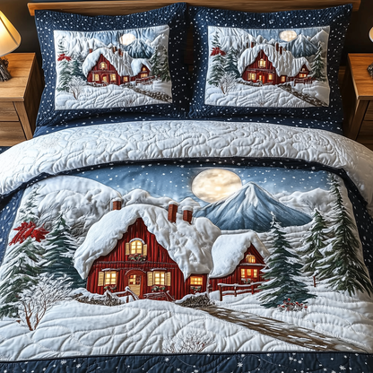 Peaceful Winter House 3-Piece Quilted Bedding Set GFTOTL1398