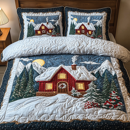 Peaceful Winter House 3-Piece Quilted Bedding Set GFTOTL1400