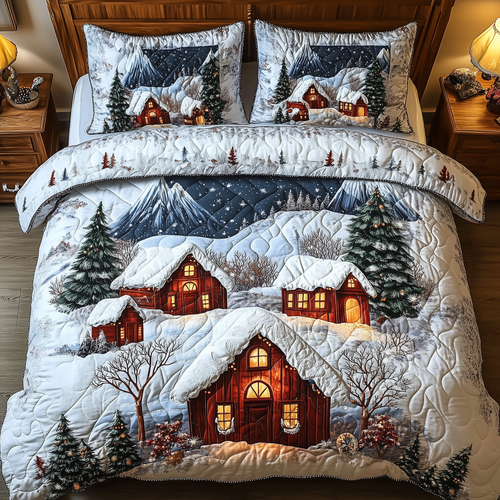 Peaceful Winter Town 3-Piece Quilted Bedding Set GFTOTL1403