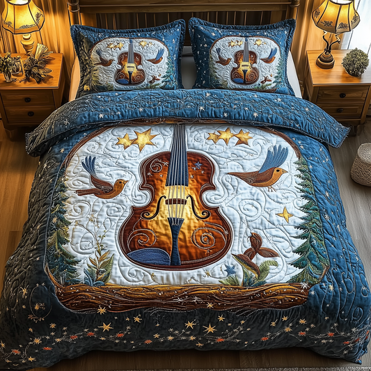 Blue Melodies 3-Piece Quilted Bedding Set GFTOTL1461