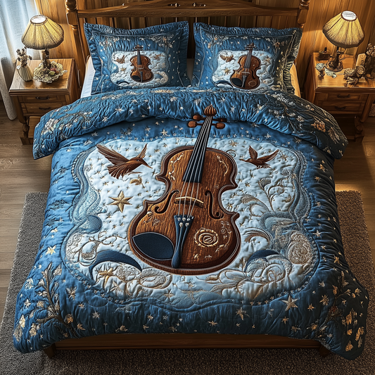 Blue Melodies 3-Piece Quilted Bedding Set GFTOTL1463