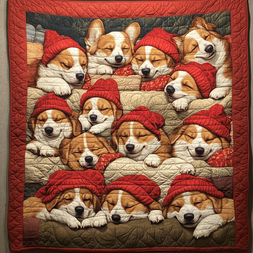 Red Hat Baby Corgi Quilted Blanket GFTOTL163