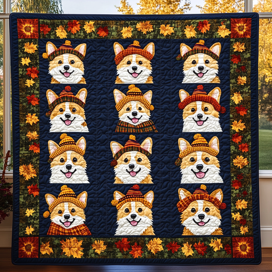 Corgis Autumn Vibe Quilted Blanket GFTOTL168