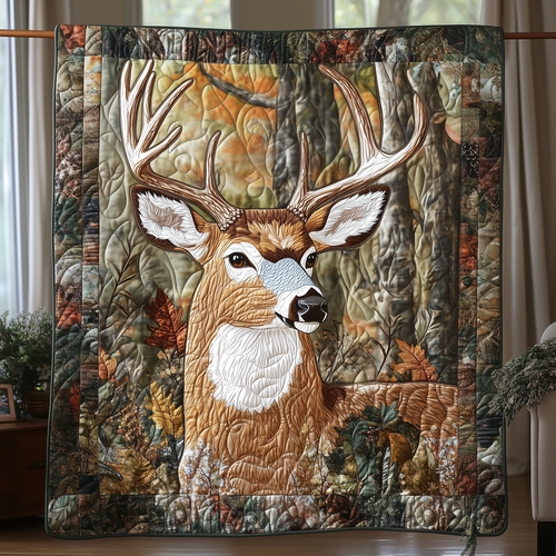 Deer Autumn Vibe Quilted Blanket GFTOTL173