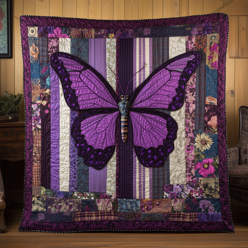 Midnight Butterfly Quilted Blanket GFTOTL184