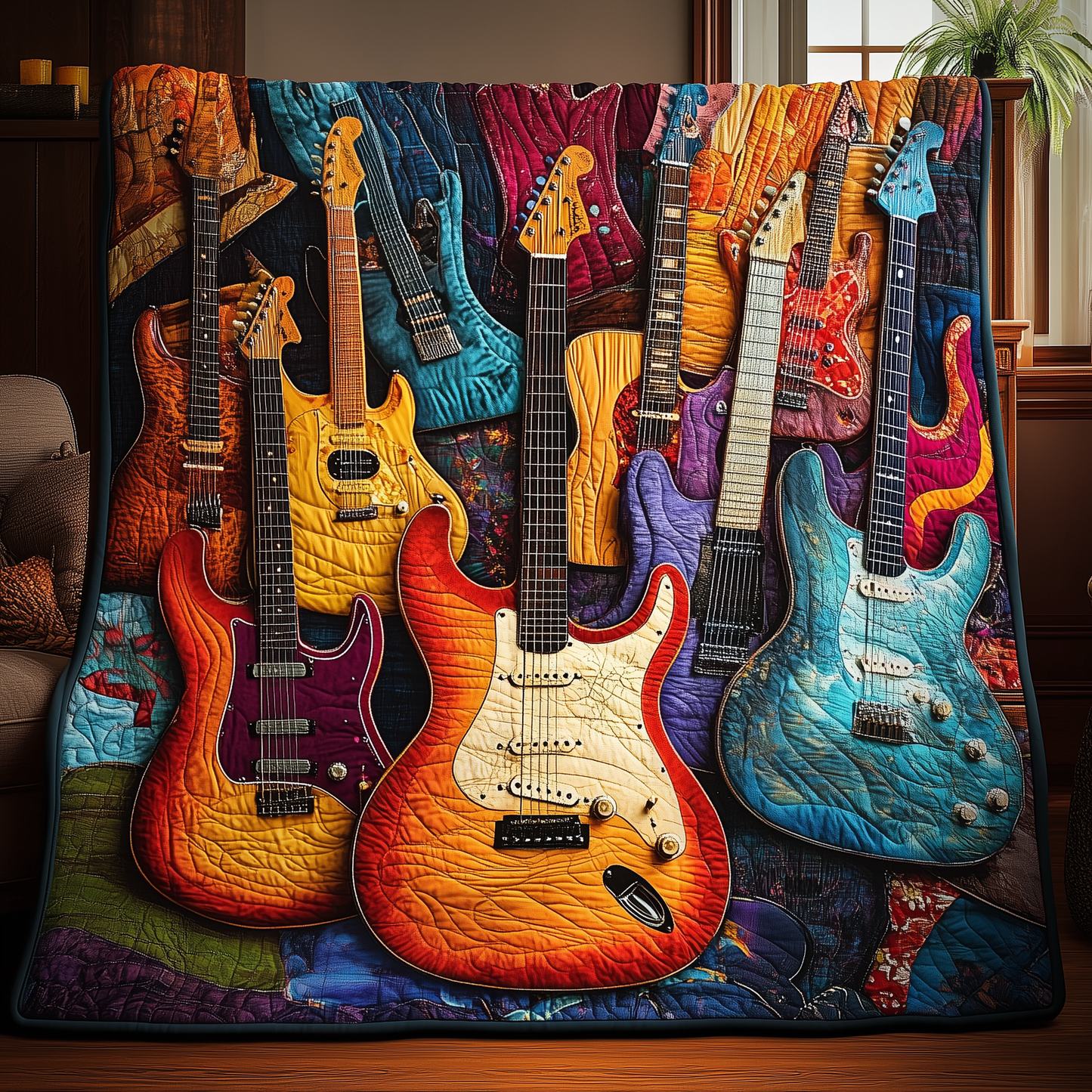 Guitar Sunrise Quilted Blanket GFTOTL192