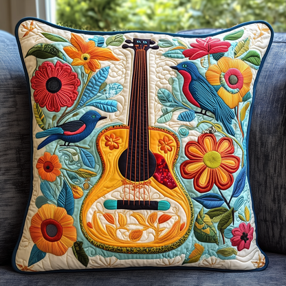 Floral Guitar Quilted Pillow Case GFTOTL195