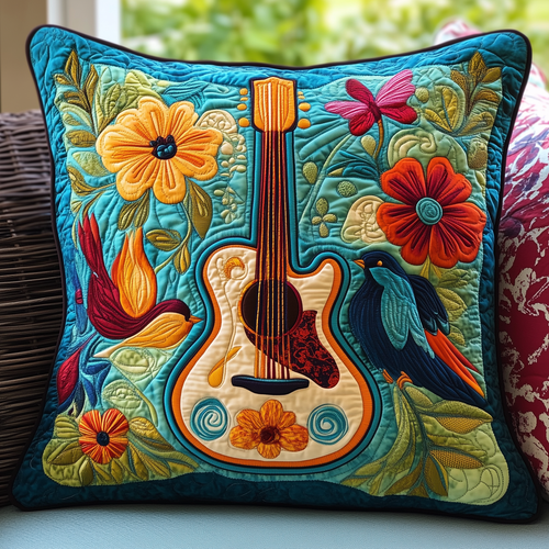 Floral Guitar Quilted Pillow Case GFTOTL199