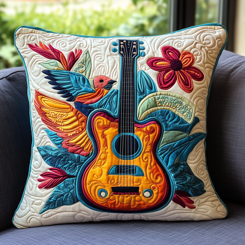 Floral Guitar Quilted Pillow Case GFTOTL202