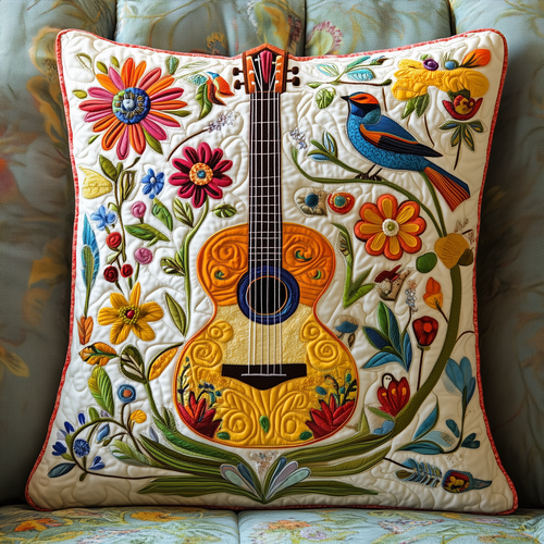 Floral Guitar Quilted Pillow Case GFTOTL203