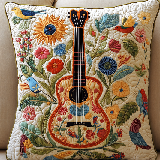 Floral Guitar Quilted Pillow Case GFTOTL204