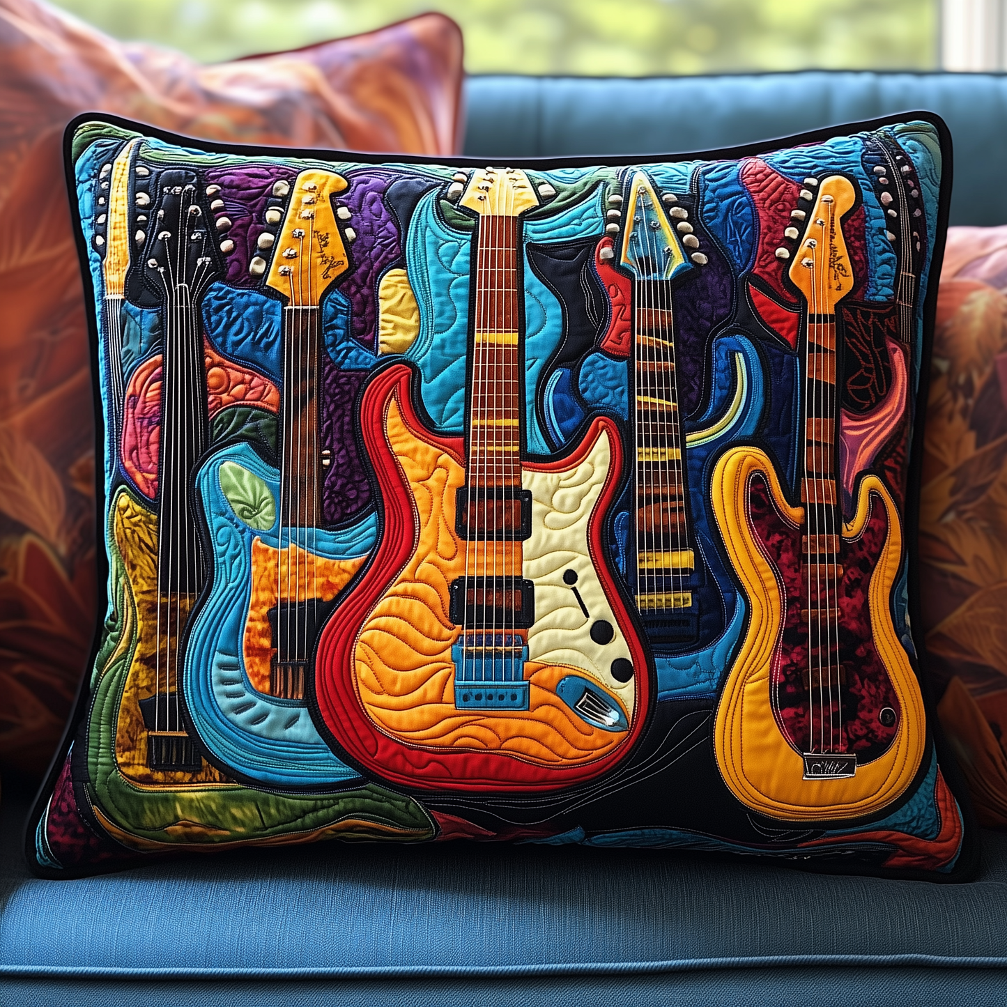 Swirl Guitar Quilted Pillow Case GFTOTL209