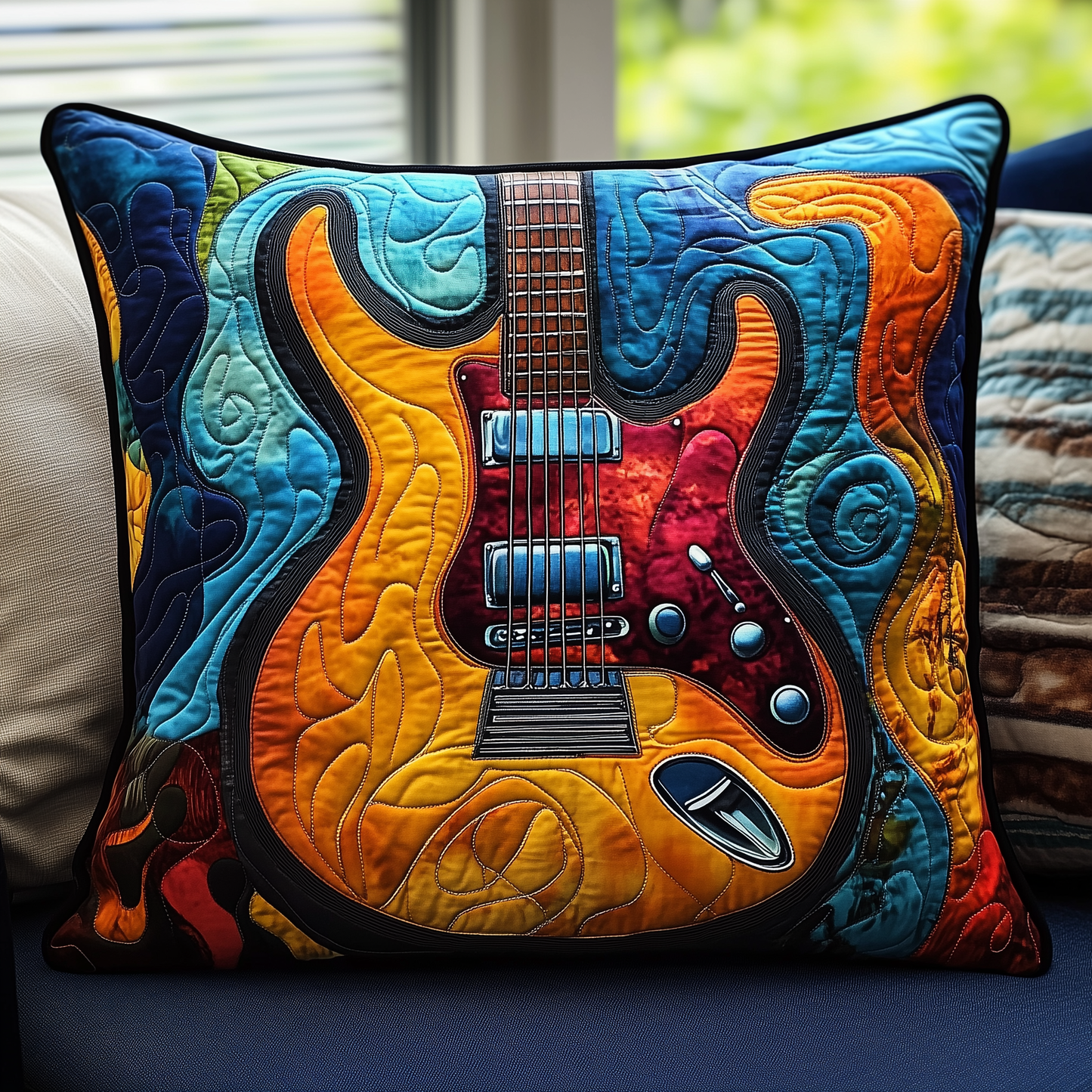 Swirl Guitar Quilted Pillow Case GFTOTL216