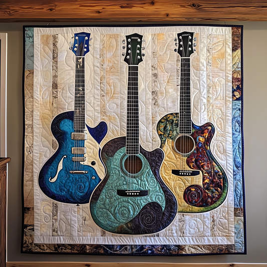 Three Guitars Quilted Blanket GFTOTL237