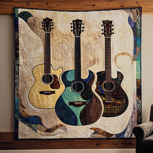 Three Guitars Quilted Blanket GFTOTL240