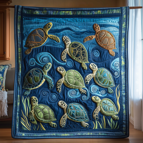 Sea Turtle Wave Quilted Blanket GFTOTL258