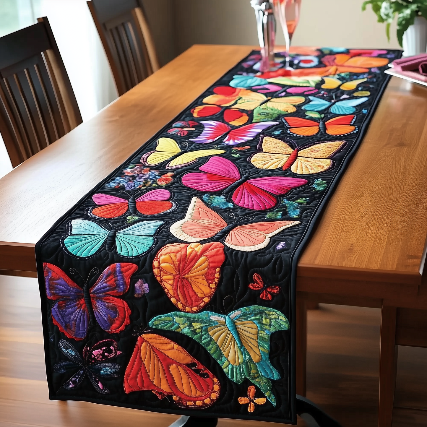 Midnight Butterflies Quilted Table Runner GFTOTL270