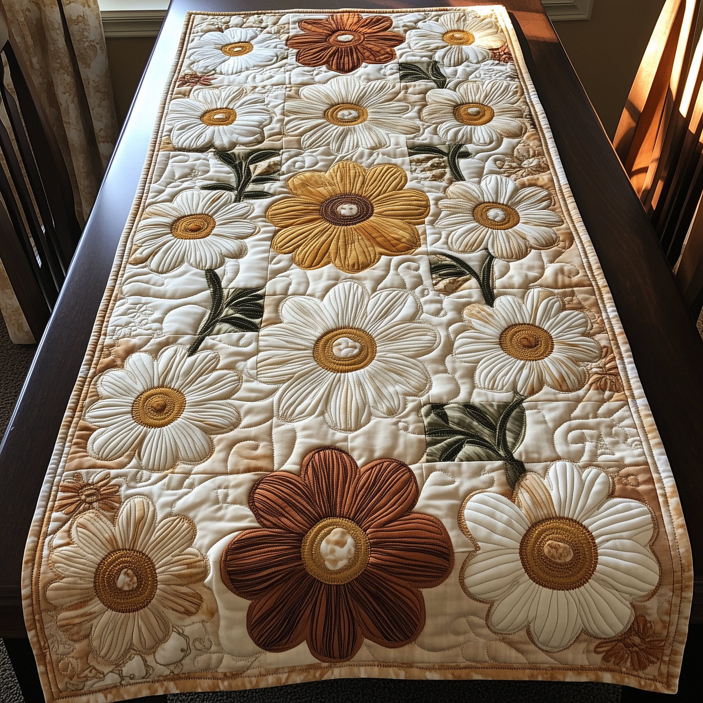 Elegant Daisy Quilted Table Runner GFTOTL282