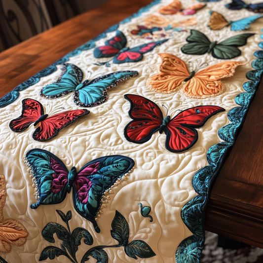 Teal Butterflies Quilted Table Runner GFTOTL313