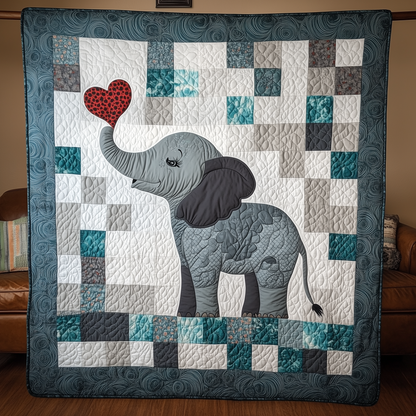 Baby Blue Elephant Quilted Blanket GFTOTL338