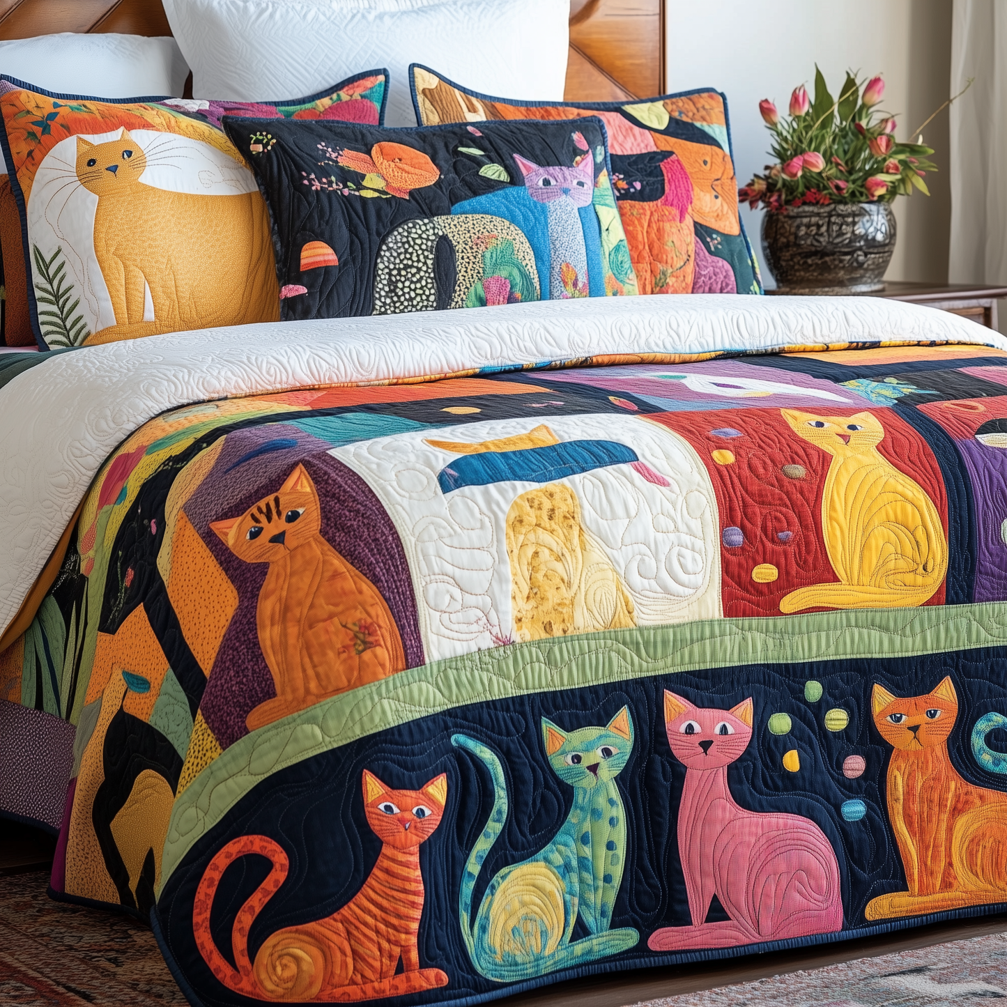 Playful Cats Quilted Blanket GFTOTL343