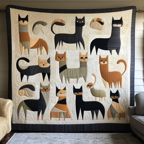 Mid Century Meow Quilted Blanket GFTOTL349