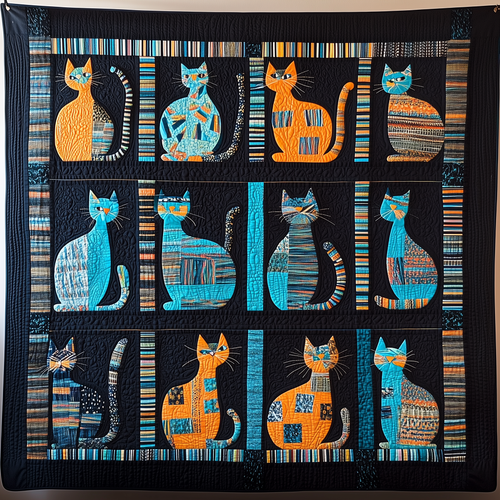 Mid Century Meow Quilted Blanket GFTOTL350