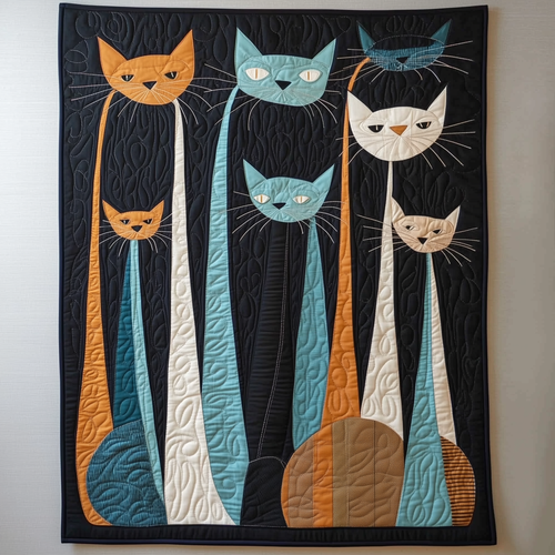 Mid Century Meow Quilted Blanket GFTOTL351