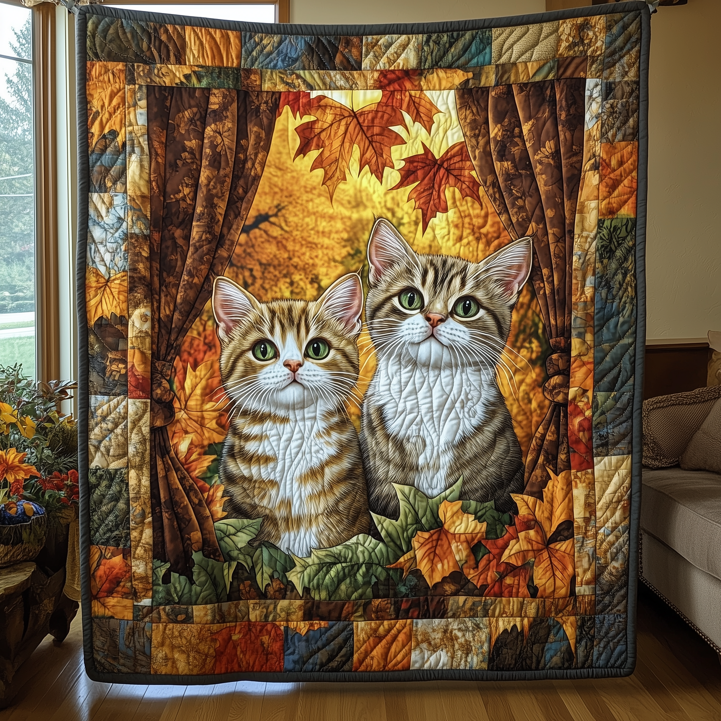 Peeking Cat Quilted Blanket GFTOTL354