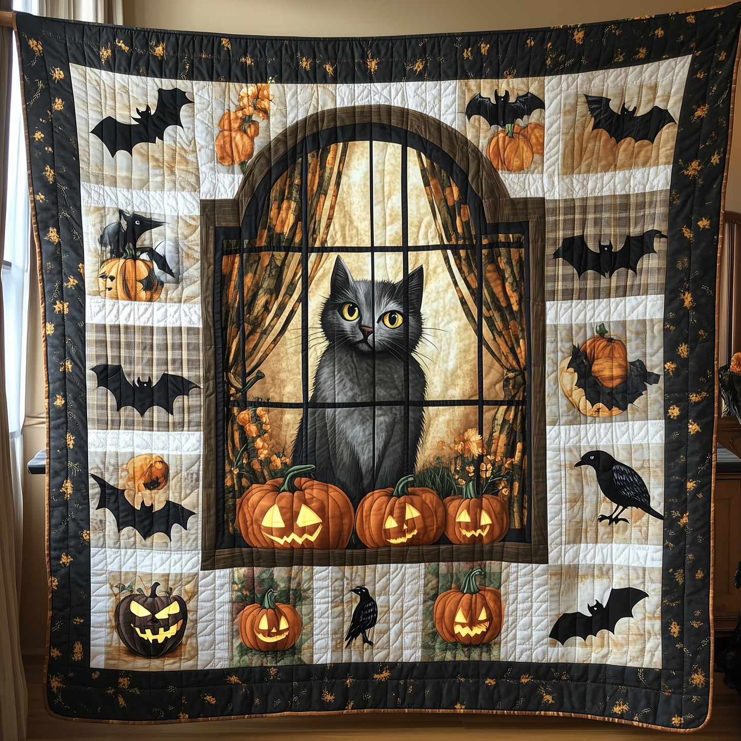 Peeking Cat Quilted Blanket GFTOTL356