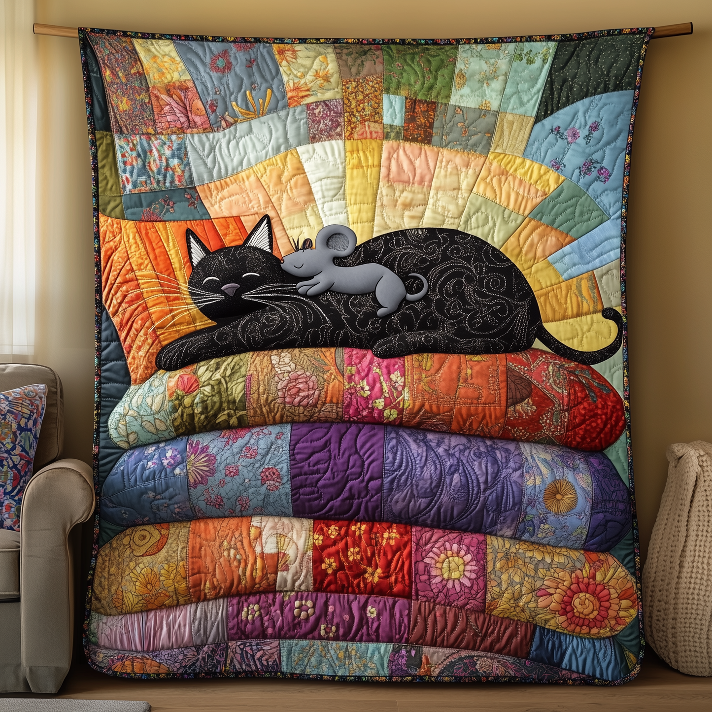 Cat and Pillows Quilted Blanket GFTOTL361