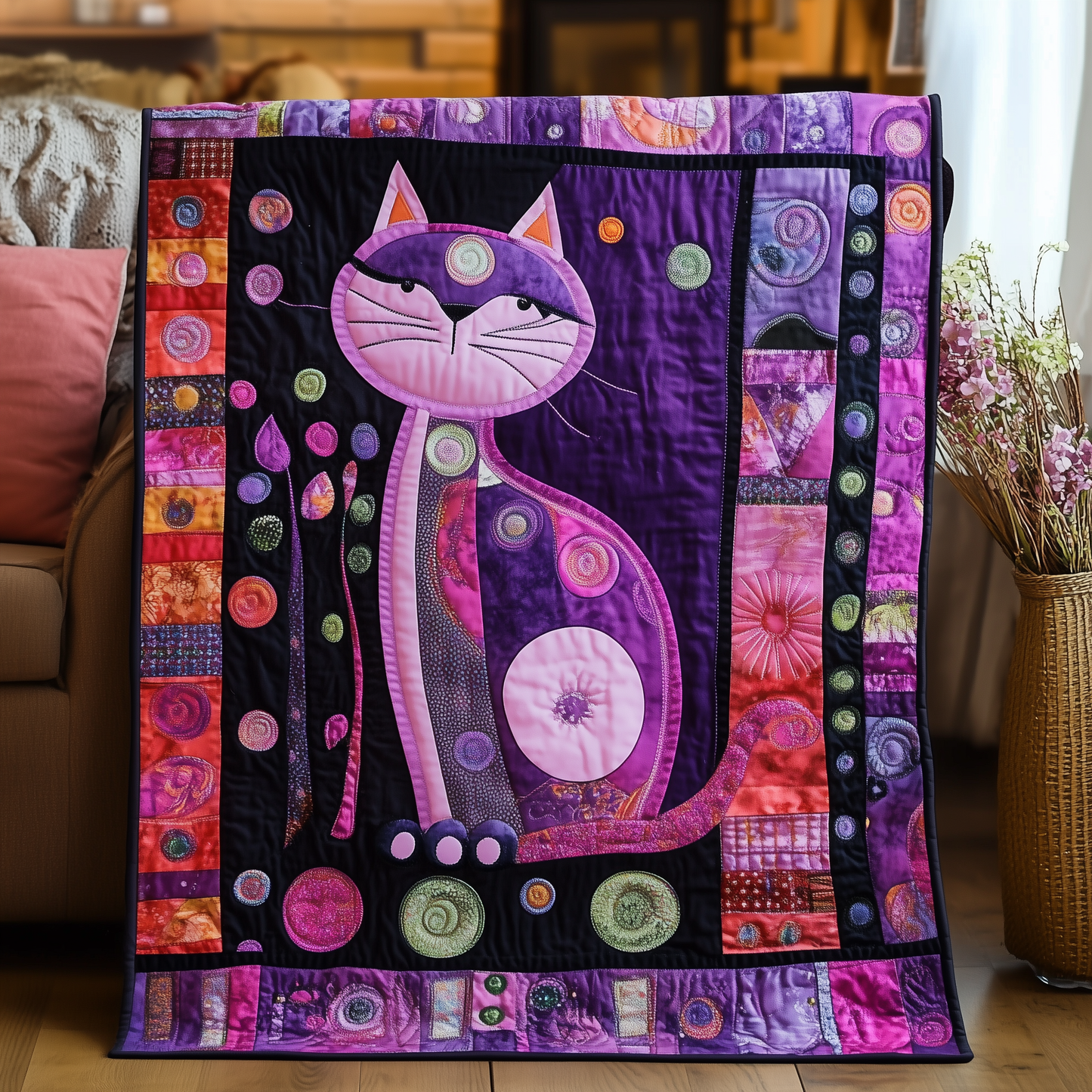 Purple Cat Quilted Blanket GFTOTL363