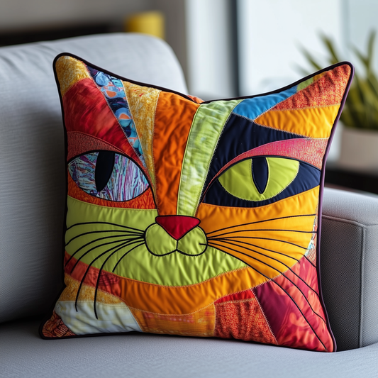 Colorful Cat Quilted Pillow Case GFTOTL366