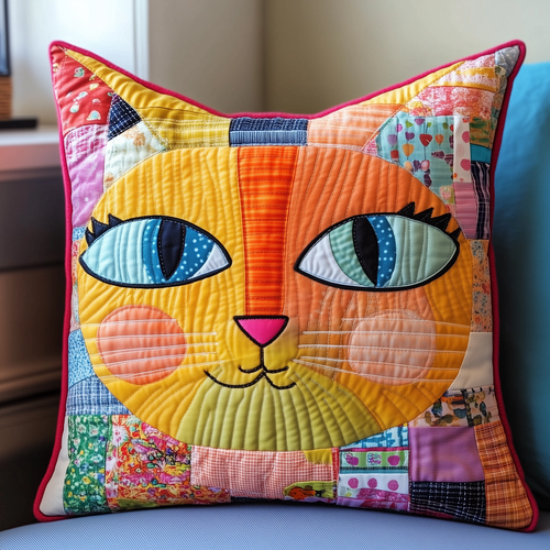 Colorful Cat Quilted Pillow Case GFTOTL370