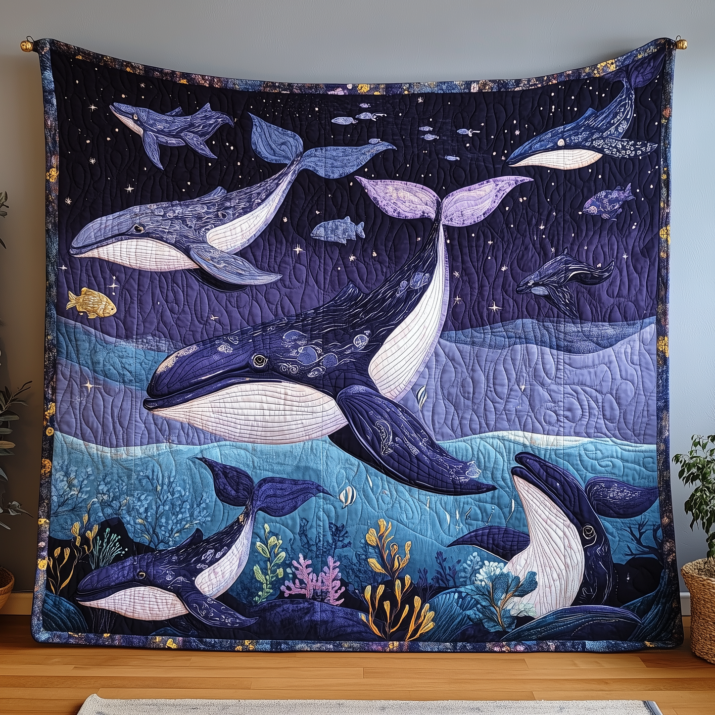 Dreamy Whales Quilted Blanket GFTOTL379