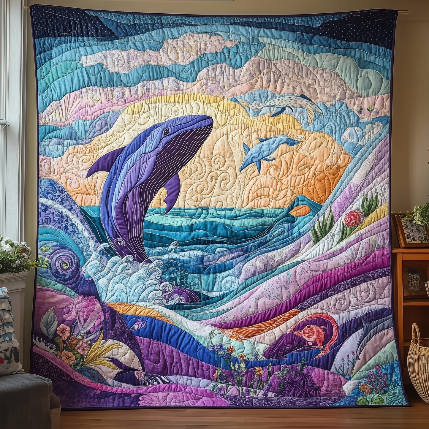 Dreamy Whales Quilted Blanket GFTOTL382