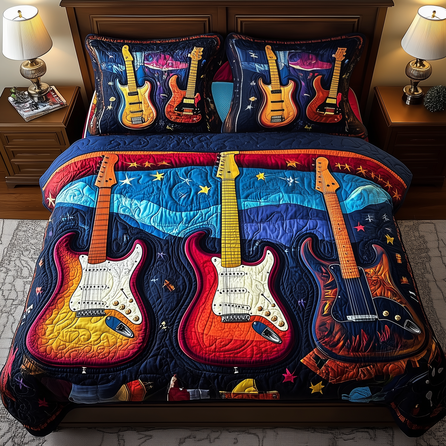 Guitar 3-Piece Quilted Bedding Set GFTOTL389