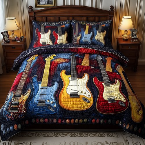 Guitar 3-Piece Quilted Bedding Set GFTOTL391