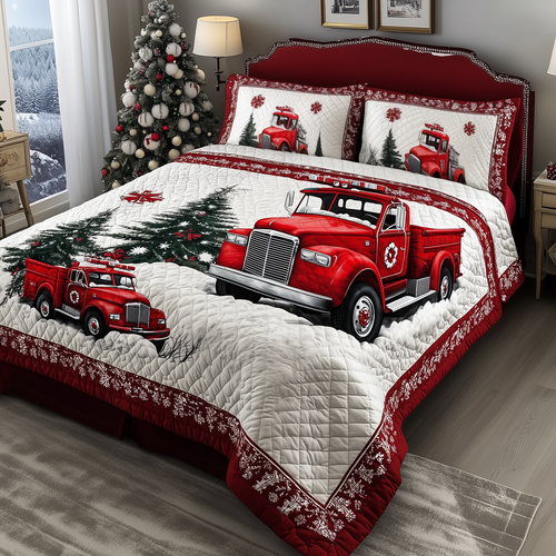 Christmas Truck 3-Piece Quilted Bedding Set GFTOTL392