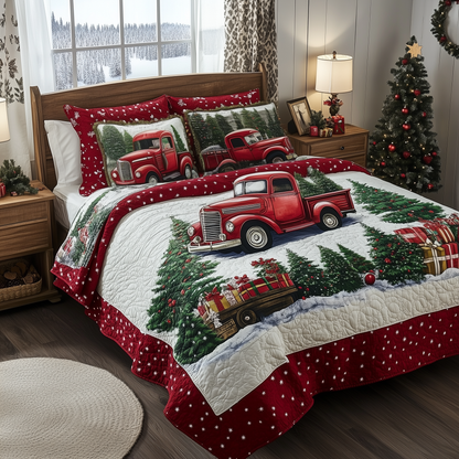 Christmas Truck 3-Piece Quilted Bedding Set GFTOTL394