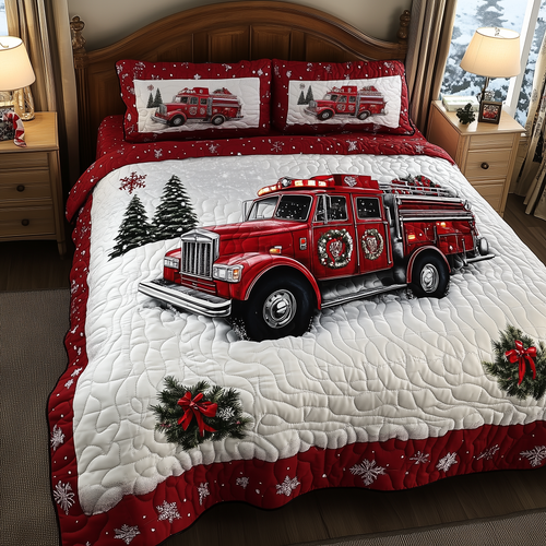 Christmas Truck 3-Piece Quilted Bedding Set GFTOTL395