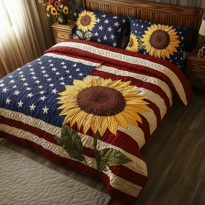 Patriotic Sunflower 3-Piece Quilted Bedding Set GFTOTL398