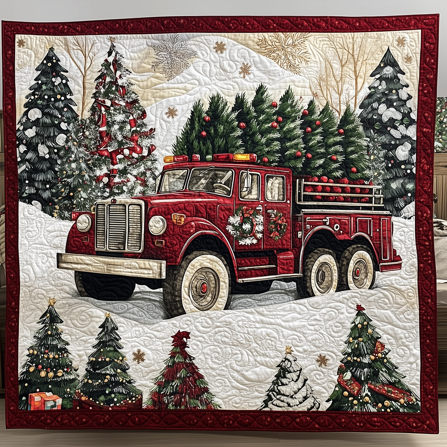 Christmas Truck Quilted Blanket GFTOTL406