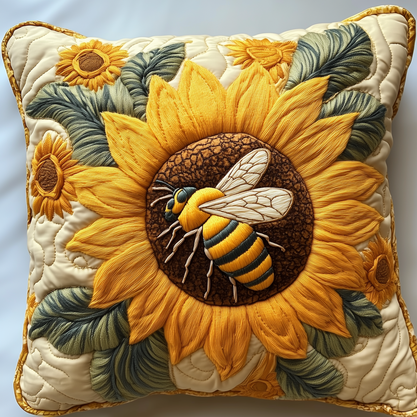 Bee Sunflower Quilted Pillow Case GFTOTL433