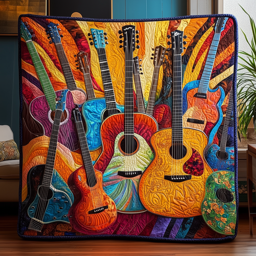 Vintage Guitars Quilted Blanket GFTOTL457