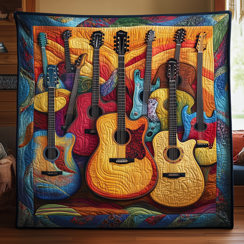 Vintage Guitars Quilted Blanket GFTOTL458