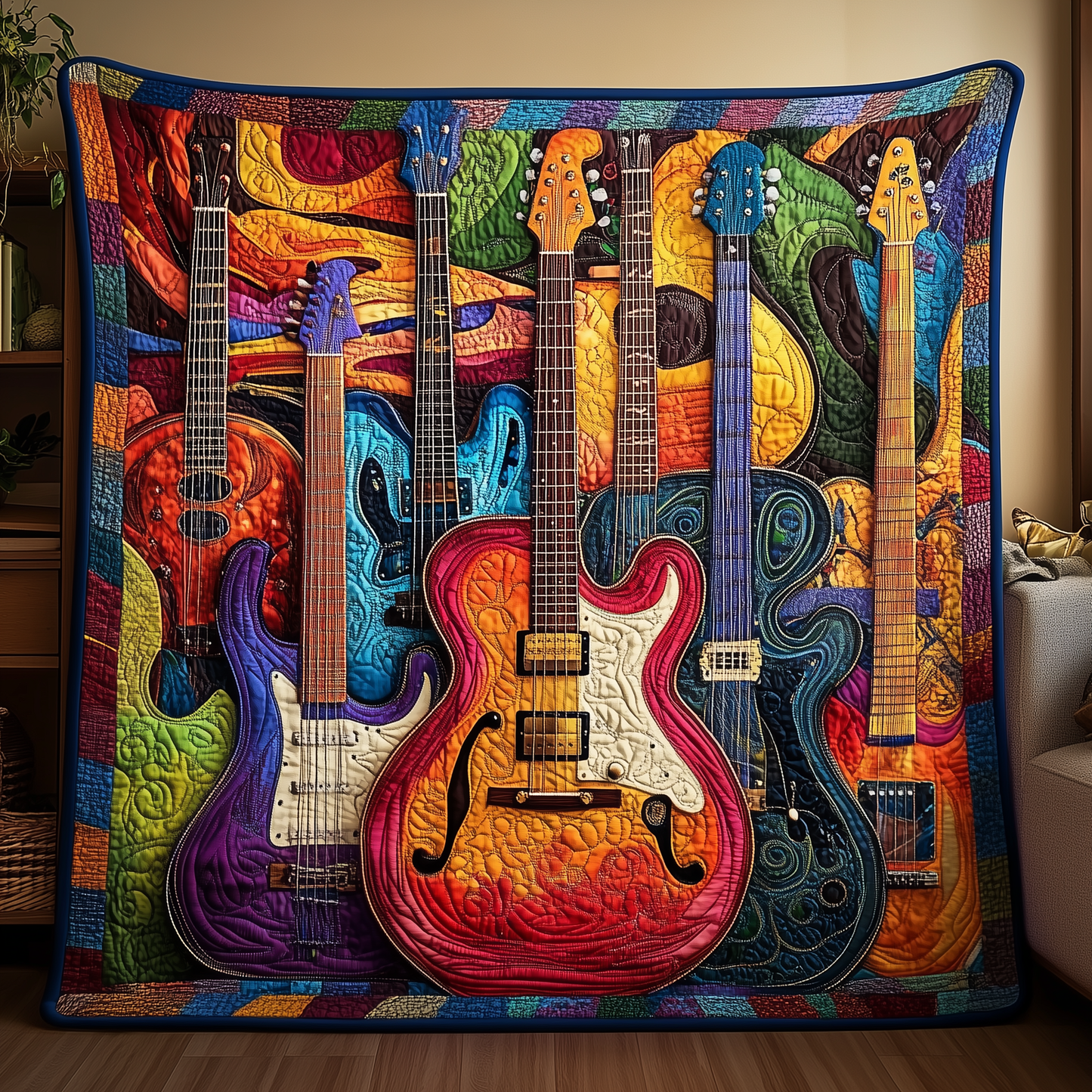 Vintage Guitars Quilted Blanket GFTOTL459