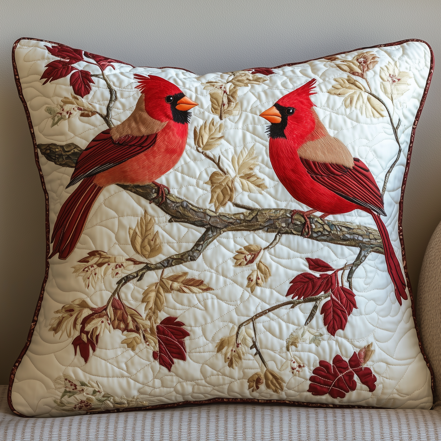 Red Cardinal Quilted Pillow Case GFTOTL487