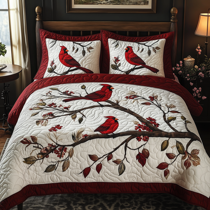 Christmas Cardinal 3-Piece Quilted Bedding Set GFTOTL490